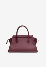 PINEL et PINEL Small Patti Taurillon Leather Top Handle Bag Bordeaux A-22-06722_PURPLE