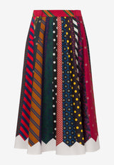 Moschino Ties Print Flared Midi Skirt Multicolor A0113 5553 1888