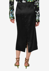 Moschino Floral Print Silk Satin Midi Skirt Multicolor A0128 5558 2555