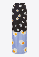 Moschino Patchwork Silk Twill Maxi Skirt Multicolor A0130 0567 2888