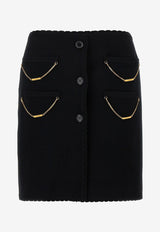 Moschino Wool Mini Chain Skirt Black A0180 5500 0555
