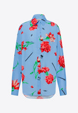 Moschino Carnation Print Canvas Shirt Blue A0209 0563 1293