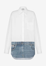 Moschino Denim Print Poplin Shirt White A0218 531 1001
