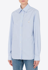 Moschino Goose Embroidery Striped Poplin Shirt Light Blue A0227 0532 2303