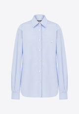 Moschino Goose Embroidery Striped Poplin Shirt Light Blue A0227 0532 2303