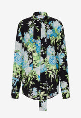 Moschino Floral Print Silk Satin Blouse Multicolor A0229 5558 1555