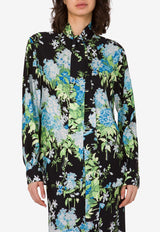 Moschino Floral Print Silk Satin Blouse Multicolor A0229 5558 1555