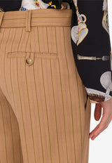 Moschino Pinstripe Cropped Wool Pants Beige A0306 5536 1091