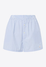 Moschino Goose Embroidery Mini Stripe Shorts Light Blue A0328 0532 2303