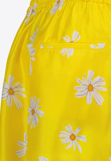 Moschino All-Over Daisy Print Silk Twill Shorts Yellow A0336 0561 1024