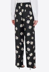 Moschino All-Over Daisy Print Silk Twill Pants Black A0337 0561 1555