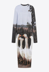 Moschino Goose Print Interlock Midi Dress Multicolor A0413 0542 1888