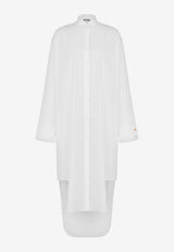 Moschino Archival Laurel Wreath Logo High-Low Poplin Dress White A0419 5531 0001