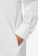 Moschino Archival Laurel Wreath Logo High-Low Poplin Dress White A0419 5531 0001