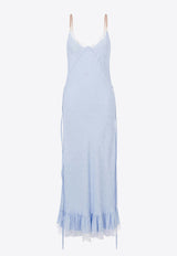 Moschino Floral Jacquard Midi Slip Dress Light Blue A0422 0555 0293