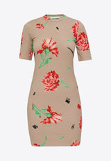 Moschino Floral Print Mini Dress Beige A0430 0545 1081