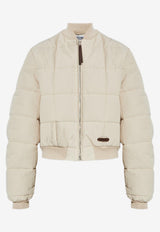 Moschino Cropped Padded Bomber Jacket Cream A0618 5517 0045