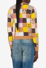 Moschino Plaid Check Teddy Bear Wool Blend Sweater Multicolor A0913 505 1079