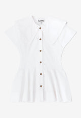 GANNI Ruffled Peplum Blouse White A1040093_WHITE