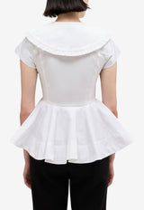 GANNI Ruffled Peplum Blouse White A1040093_WHITE