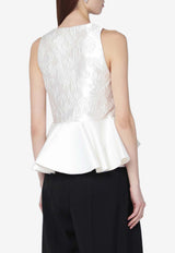 GANNI V-neck Ruffled Top Ivory A104009710724/S_GAN-135