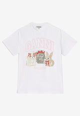 GANNI Animal Print Crewneck T-shirt White A1050029_WHITE MULT