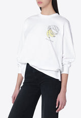 GANNI Banana Logo Print Long-Sleeved T-shirt White A105005911026/S_GAN-151