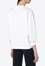 GANNI Banana Logo Print Long-Sleeved T-shirt White A105005911026/S_GAN-151