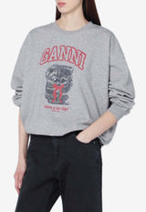 GANNI Kitten Print Sweatshirt Gray A106001611032/S_GAN-920