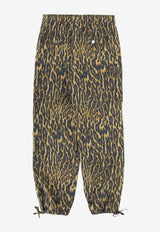 GANNI Leopard Print Cargo Pants Brown A1080045_KHAKI