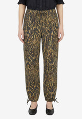 GANNI Leopard Print Cargo Pants Brown A1080045_KHAKI