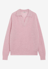 Auralee Alpaca Blend Polo Sweater Pink A25AP02AKWO/R_AURA-PI