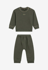 Teddy & Minou Babies Logo Patch Sweatshirt and Pants Set Green A25TDF0001M7215CO/R_TEDDY-594