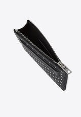 Karl Lagerfeld Ikon K Studded Leather Zip Cardholder Black A4W32028_BLACK