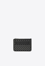 Karl Lagerfeld Ikon K Studded Leather Zip Cardholder Black A4W32028_BLACK
