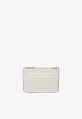 Karl Lagerfeld Ikon K Studded Leather Zip Cardholder White A4W32028_WHITE