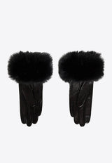 Karl Lagerfeld K/Signature Faux-Fur Leather Gloves Black A4W33016_BLACK