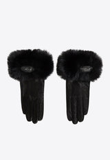 Karl Lagerfeld K/Signature Faux-Fur Leather Gloves Black A4W33016_BLACK