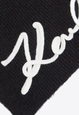 Karl Lagerfeld Embroidered Logo Knit Scarf Black A4W33028_BLACK
