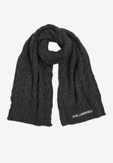 Karl Lagerfeld K/Essential Cable Knit Scarf Gray A4W33029_DARK GREY