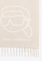 Karl Lagerfeld Ikon-Inlay Wool-Blend Scarf Beige A4W33051_BEIGE