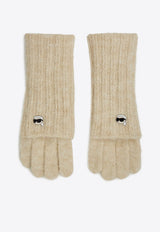 Karl Lagerfeld Ikon Ribbed Knit Gloves Beige A4W33054_BEIGE