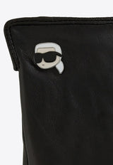 Karl Lagerfeld Ikon Leather Gloves Black A4W33112_BLACK
