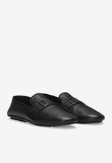 Dolce & Gabbana DG Logo Deerskin Loafers Black A50583 A8034 80999