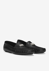 Dolce & Gabbana Logo Plaque Deerskin Loafers Black A50596 A8034 80999