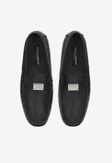 Dolce & Gabbana Logo Plaque Deerskin Loafers Black A50596 A8034 80999
