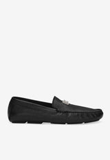 Dolce & Gabbana Logo Plaque Deerskin Loafers Black A50596 A8034 80999