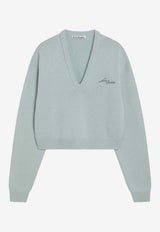 Acne Studios V-neck Cropped Wool Sweater Green A60625CO/R_ACNE-BI8