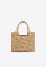 Loewe Small Raffia Tote Bag with Embroidered-Logo Beige A685B59X03NF/R_LOEW-2123