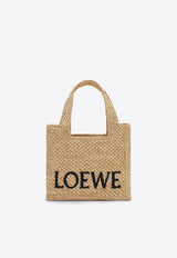 Loewe Mini Signature Font Raffia Tote Bag Natural A685V46X01NF/S_LOEW-2123